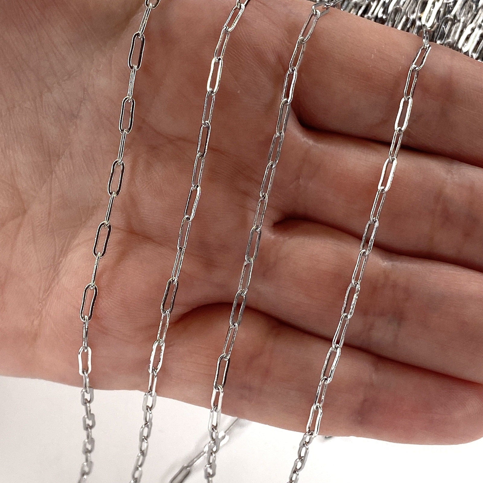 Rhodium Plated Brass Paperclip Chain, 6x2.5 mm Rhodium Plated Chain,