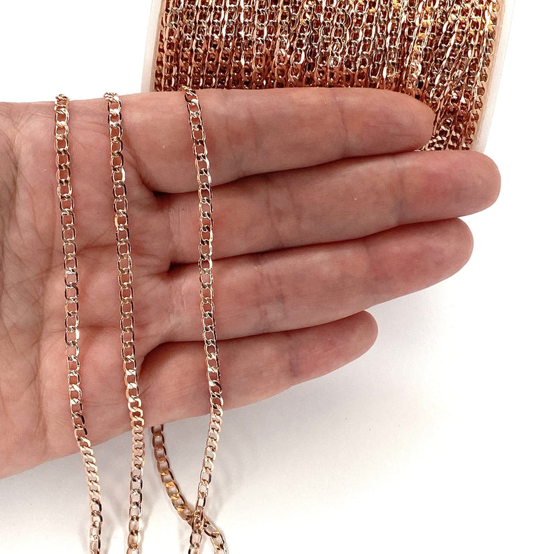 Rose Gold Plated 3mm Brass Chain , Rose Gold Plated Chain, Rose Gold Plated Necklace Chain,