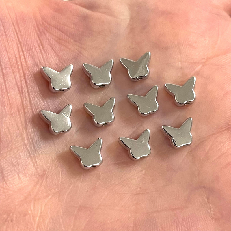 Rhodium Plated Butterfly Spacer Charms, 10 Pcs in a Pack