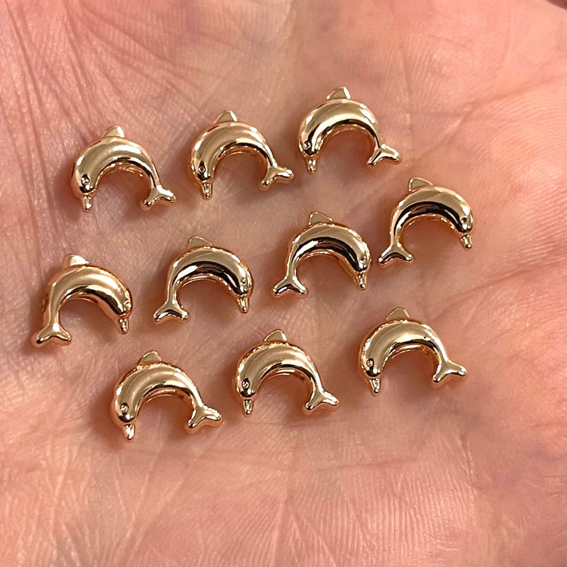 Rose Gold Plated Dolphin Spacer Charms, 10 pcs in a Pack