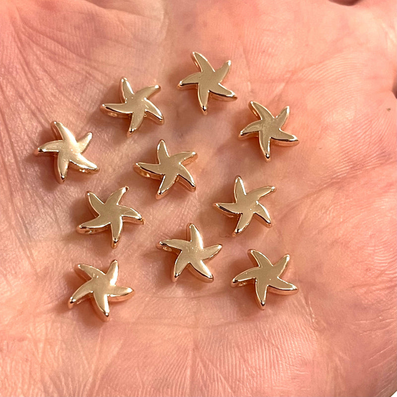 Rose Gold Plated Starfish Spacer Charms, 10 Pcs in a Pack