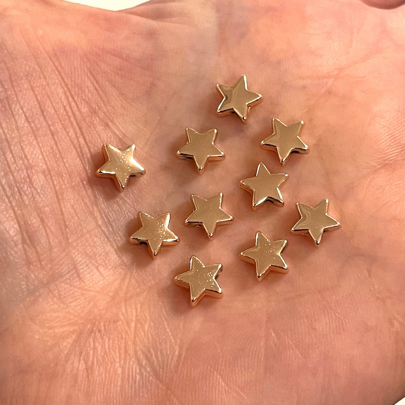 Rose Gold Plated Star Spacer Charms, 10 Pcs in a Pack