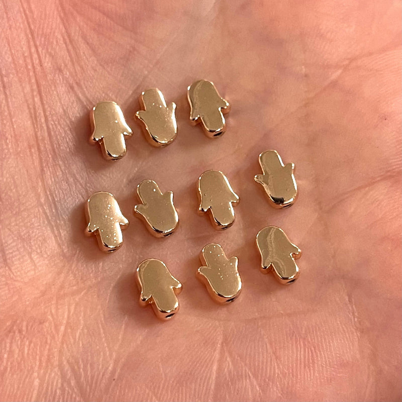 Rose Gold Plated Hamsa Spacer Charms, 10 Pcs in a Pack