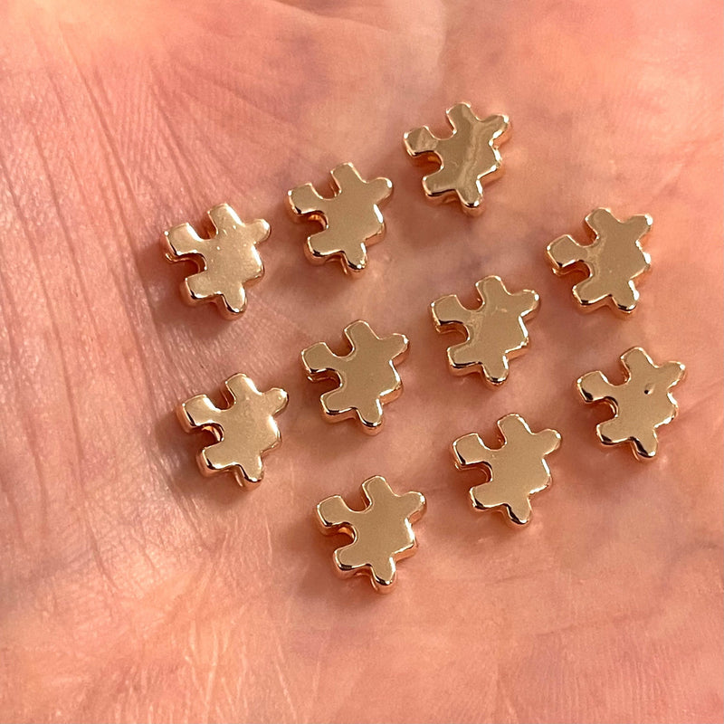 Rose Gold Plated Puzzle Piece Spacer Charms, 10 Pcs in a Pack
