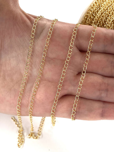 16.5 Foot, 5 Meters Bulk-24Kt Gold Plated Extender Chain, 3mm Gold Plated Extender Chain,£10