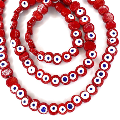 Traditional Turkish Artisan Handmade Glass Evil Eye Beads, Large Hole Evil Eye Glass Beads,  5 Beads per pack