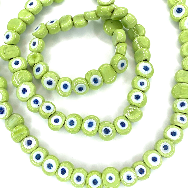 Perles de mauvais œil en verre de Murano faites à la main, perles de verre mauvais œil à grand trou, 5 perles par paquet