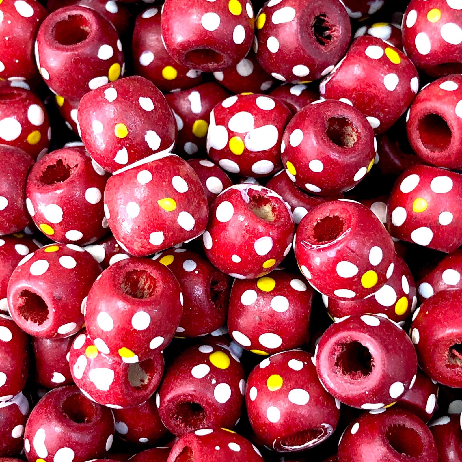 Large Hole Wooden Beads 13x12mm 20 Pieces in a pack
