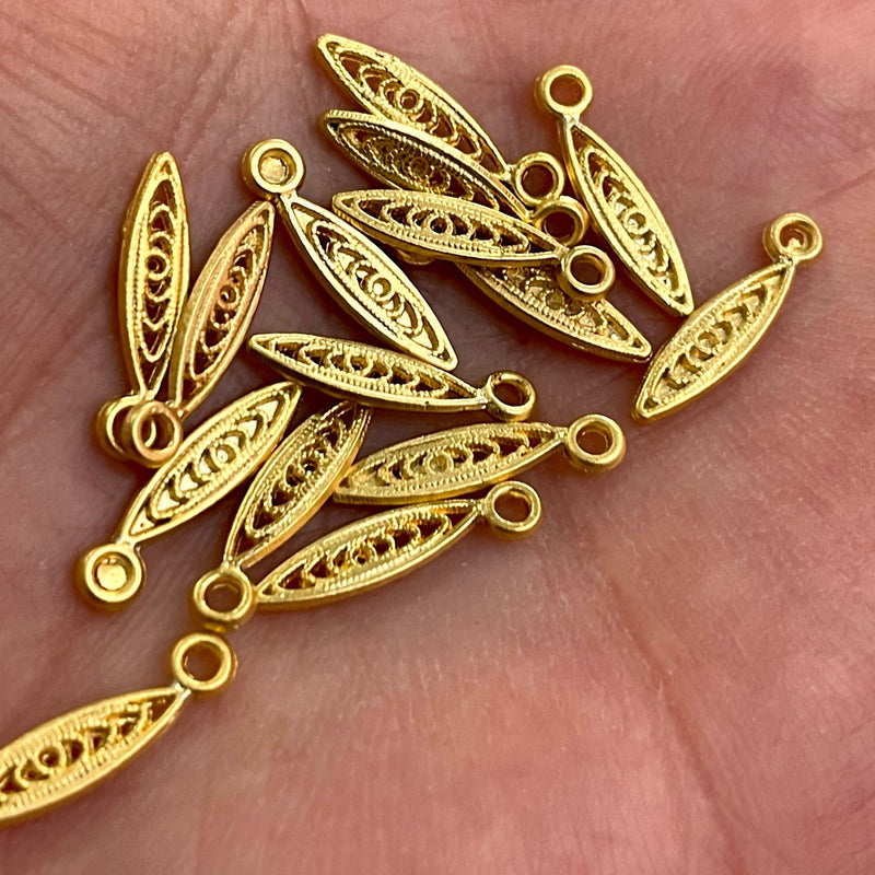 24Kt Matte Gold Plated 14mm Brass Charms,  20 pcs in a pack