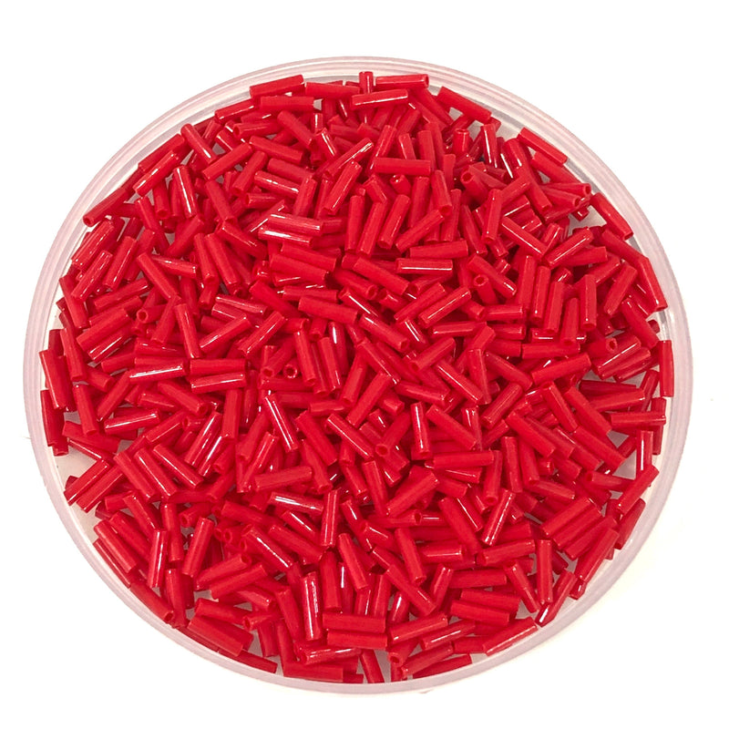 Miyuki Bugles size 6mm 0408 Opaque Dark Red 10 grams.