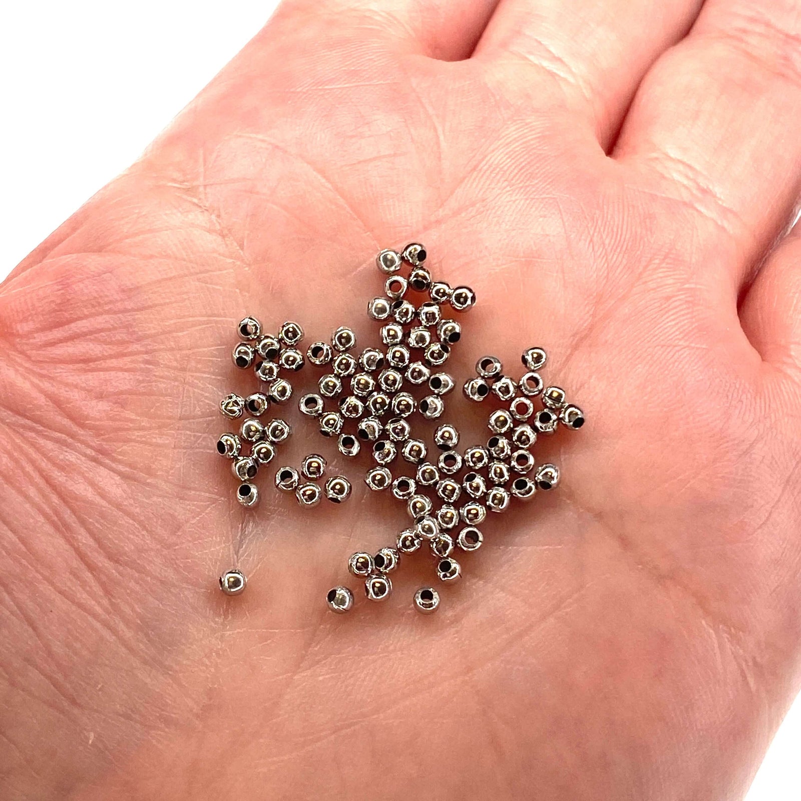 2mm Rhodium Plated Spacer Balls, 2mm Rhodium Spacer Balls, 100 pcs in a pack