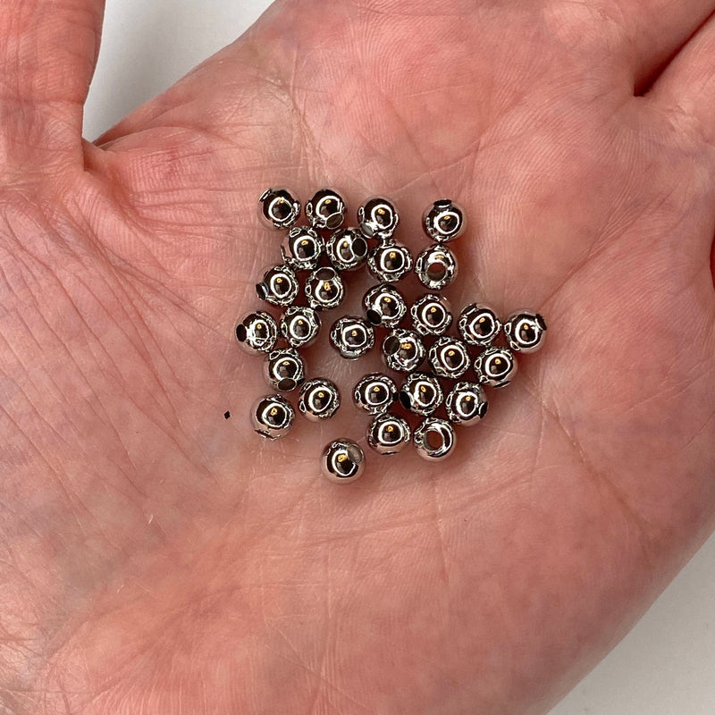 Rhodium Plated 6mm Spacer Balls, 20 pieces in a pack,