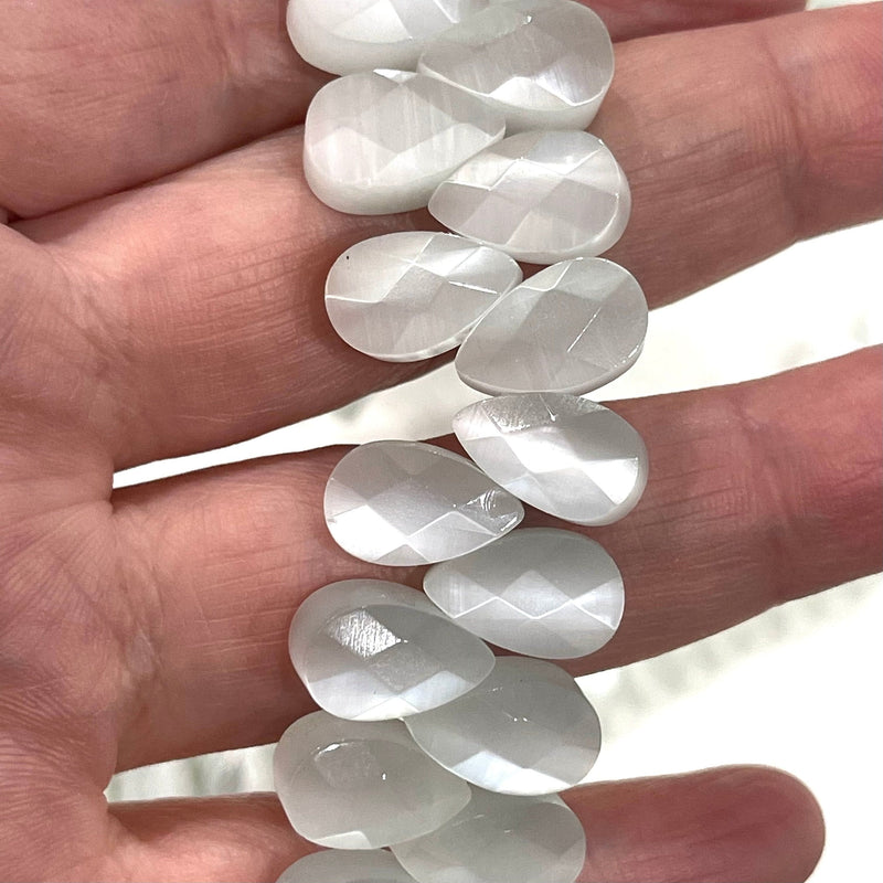 Cat Eye Stone Drop Beads 14x10mm, Gemstone Drop 79 Beads