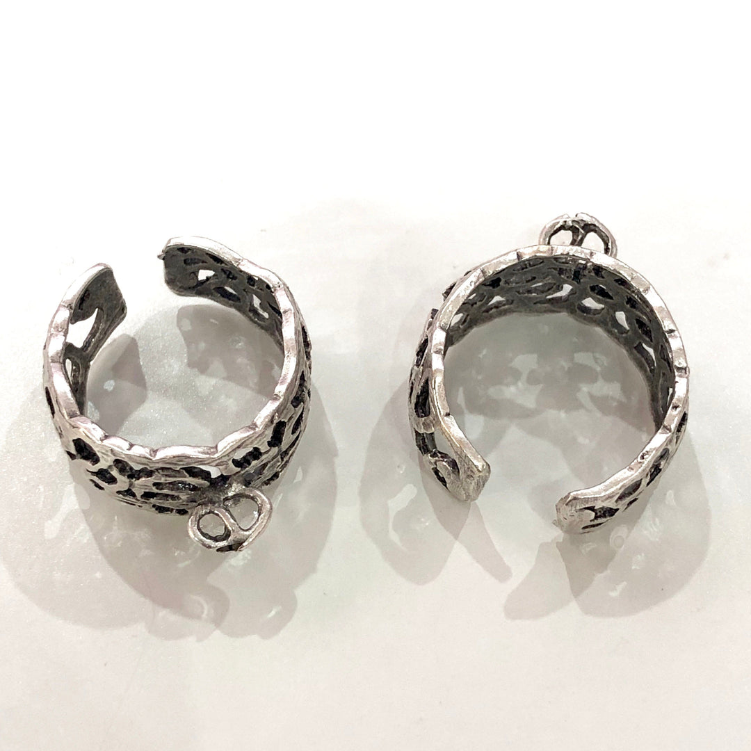 Silver Ring Setting, Antique Silver Plated Brass Adjustable Ring Blank, Adjustable Ring Bezel