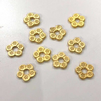 10 pcs Gold Plated Flower Charms, 22Kt Gold Plated Flower Charms£1.75