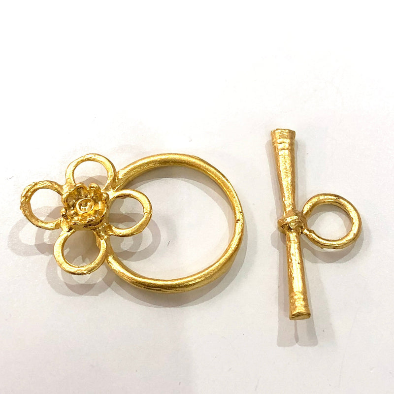 24Kt Matte Gold Plated Brass Toggle Clasp