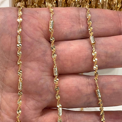 Chaîne soudée plaquée or brillant 24 carats, chaîne en or 3 mm