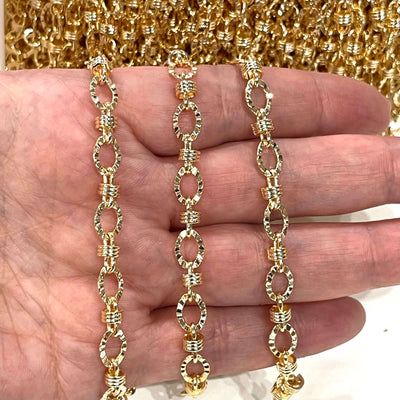 Chaîne soudée plaquée or brillant 24 carats, chaîne en or 6,5 mm