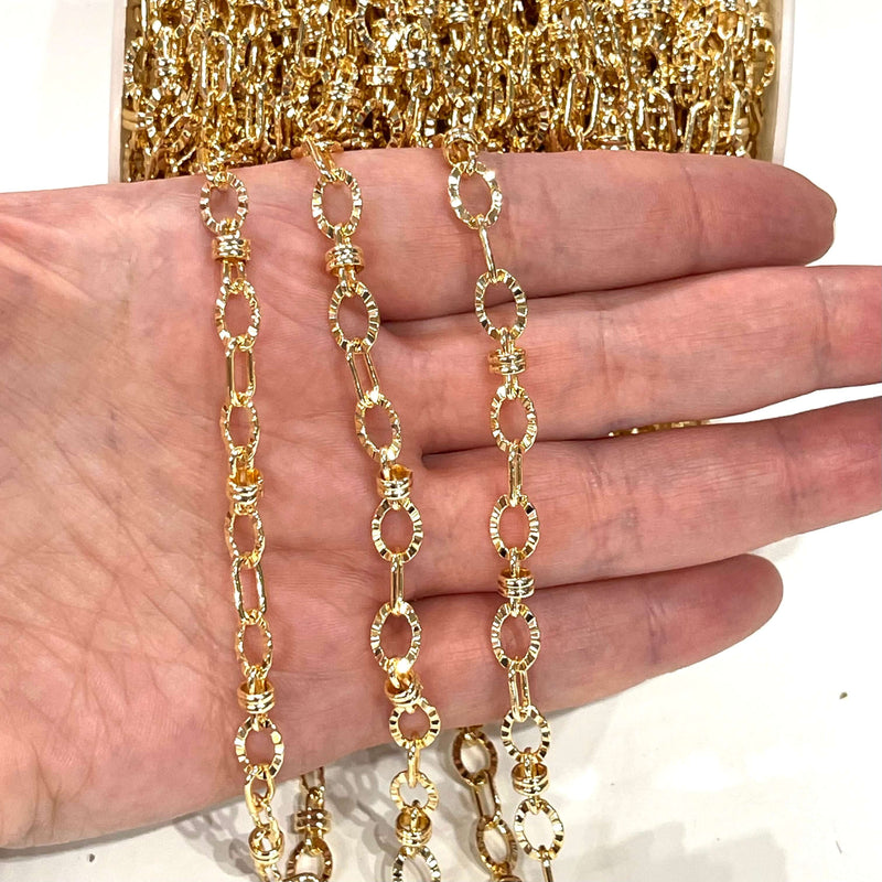 Chaîne soudée plaquée or brillant 24 carats, chaîne en or 6 mm