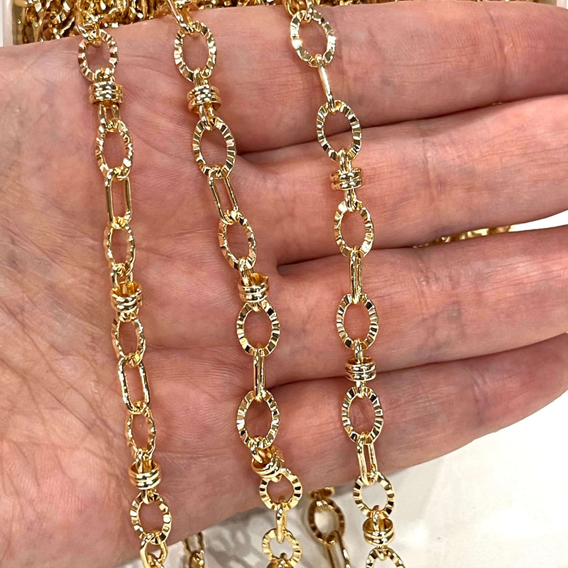 Chaîne soudée plaquée or brillant 24 carats, chaîne en or 6 mm