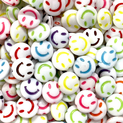Acrylic Smiley Face Beads 14mm, 50 pcs Assorted Pack