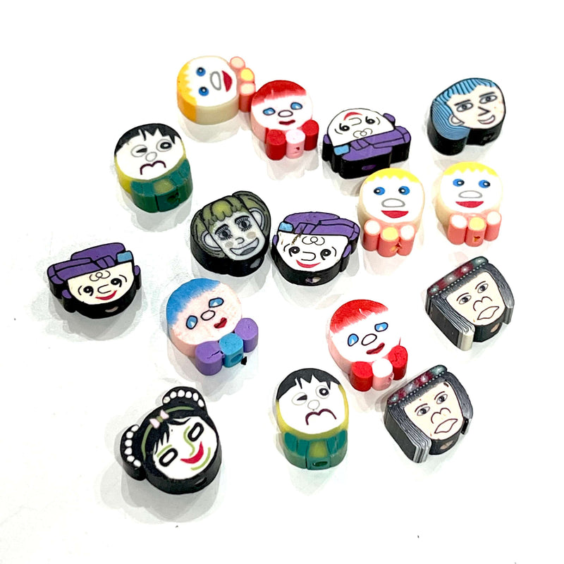 10mm Polymer Clay Face Charms, 10mm Face Spacers. 5 Beads in a pack£1.6