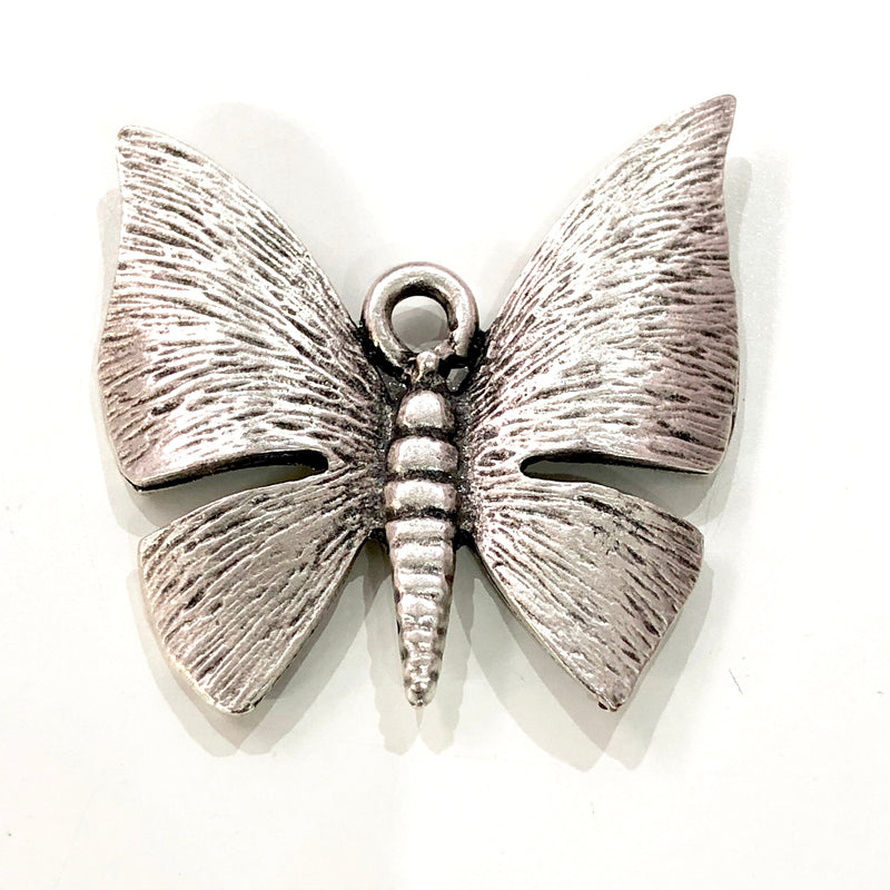 Pendentif papillon argenté, grand pendentif papillon argenté