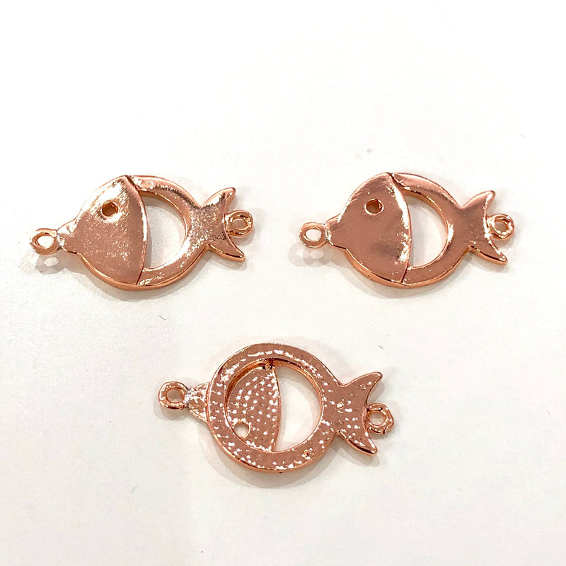 Charms de poisson à double boucle plaqués or rose
