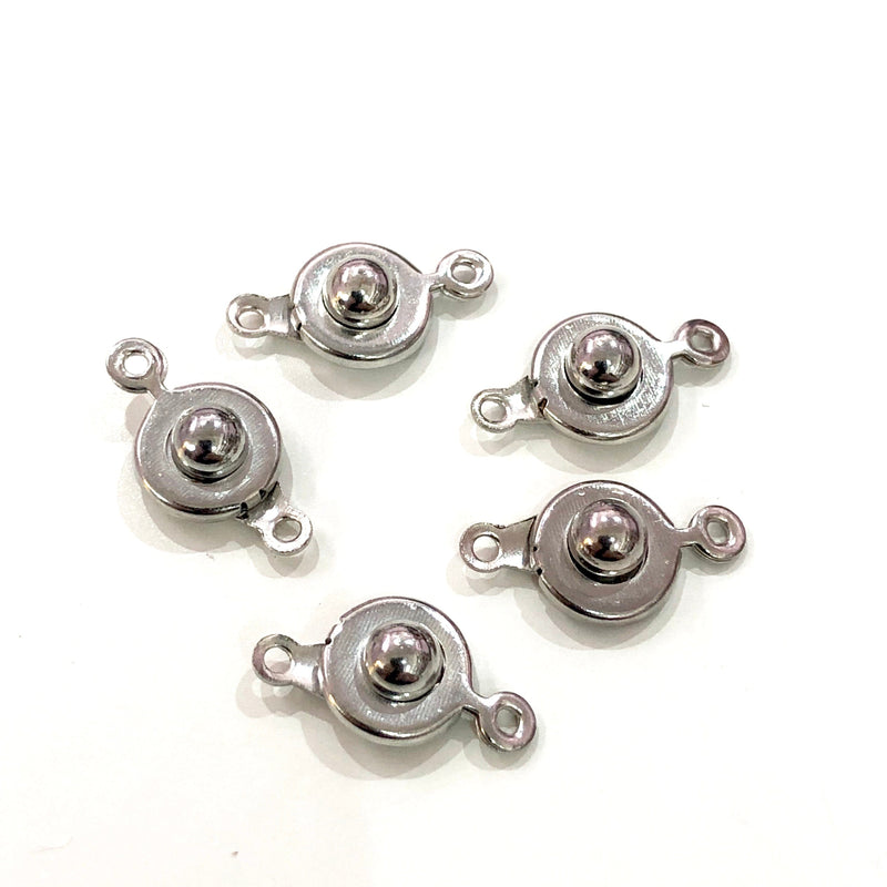 Rhodium Plated Ball and Socket "Snap" clasps, 9mm Ball and Socket "Snap" clasps