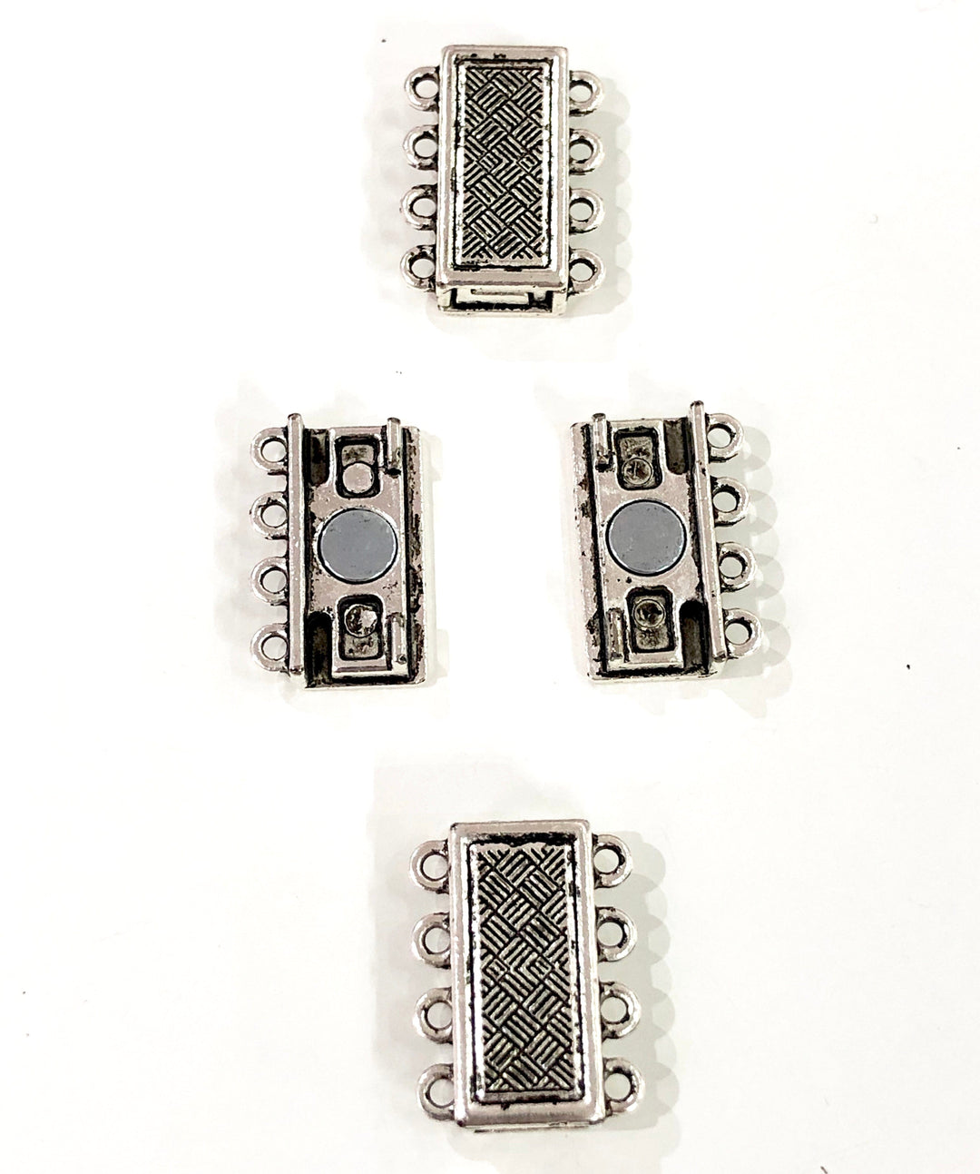 Multi Strand Magnetic Clasp Silver Plated-4 Loop,