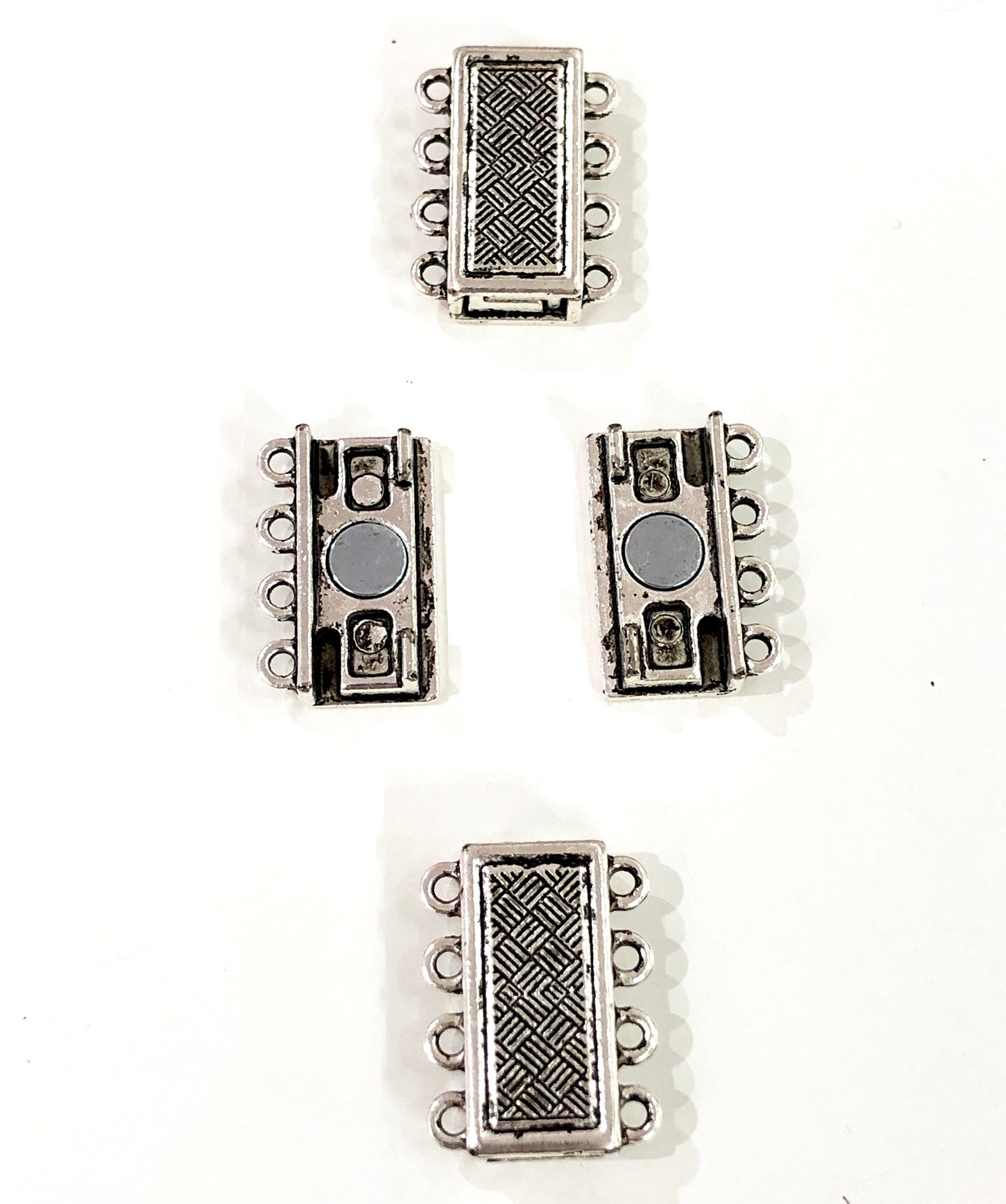 Multi Strand Magnetic Clasp Silver Plated-4 Loop,