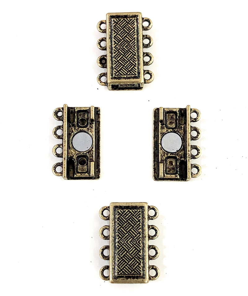 Multi Strand Magnetic Clasp Antique Gold Plated-4 Loop,