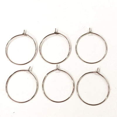6 Pc, Silver Plated Earring Hoops, 20mm, Silver Plated Earring,