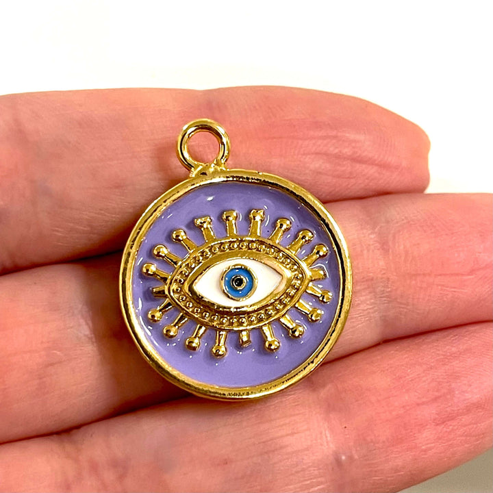 24Kt Gold Plated Lilac Enamelled Evil Eye Pendant