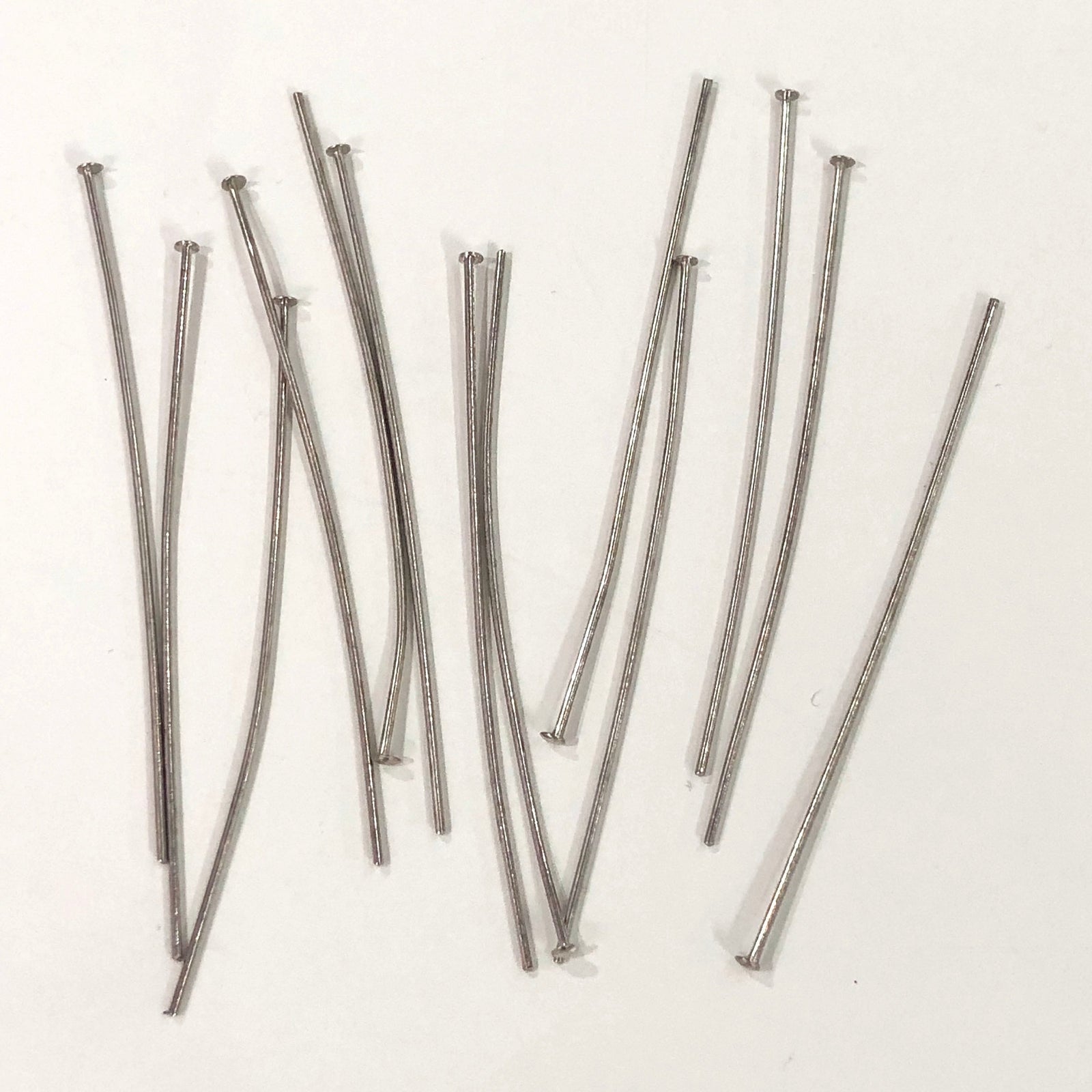 Rhodium Plated Head pins, 0.8mm by 60mm, Rhodium Plated Head Pins 60mm