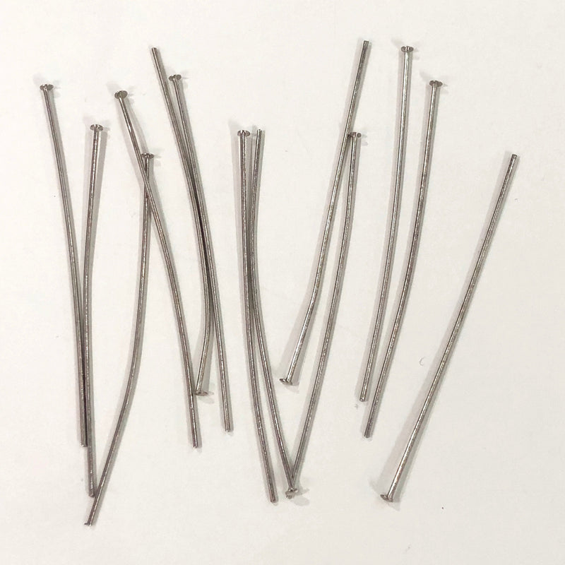 Rhodium Plated Head pins, 0.8mm by 60mm, Rhodium Plated Head  Pins 60mm