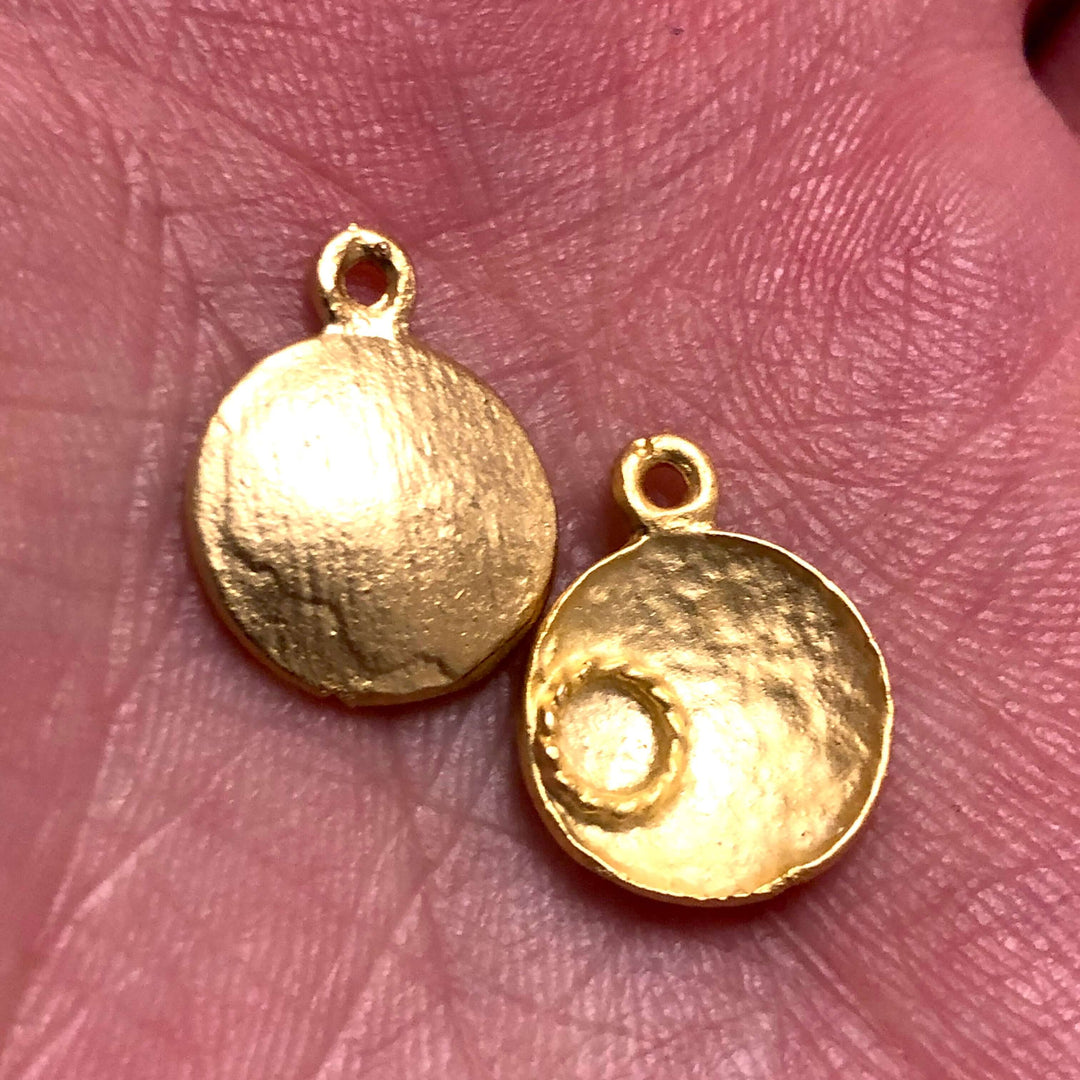 24Kt Matte Gold Plated Brass Charms, 5 pcs in a pack