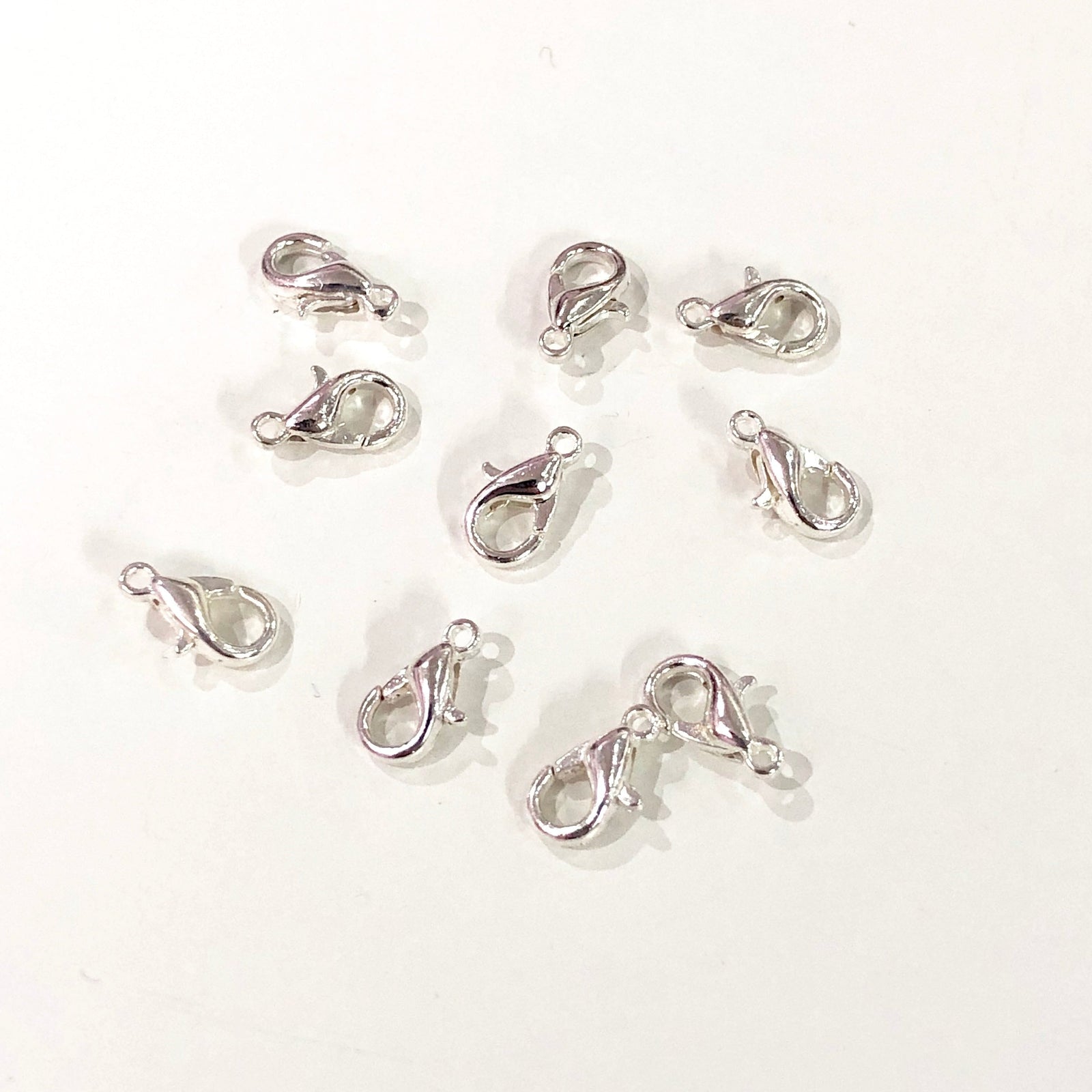 Silver Plated Lobster Clasps, (10mm x 6mm) 501 Brass Lobster Claw Clasp,