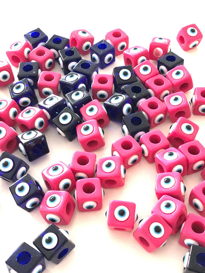 Large Hole Evil Eye Resin Beads, 15mm Beads, 7mm Hole, 5 Beads in a Pack