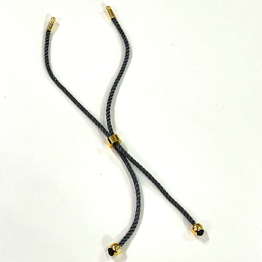 Adjustable Rope Slider Bracelet Blanks, Grey&amp;Gold Adjustable Bracelet Blanks,