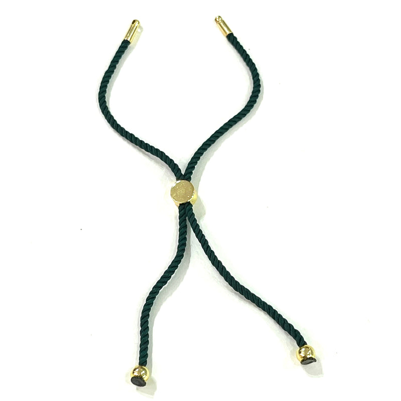 Adjustable Rope Slider Bracelet Blanks, Emerald Green&Gold Adjustable Bracelet Blanks