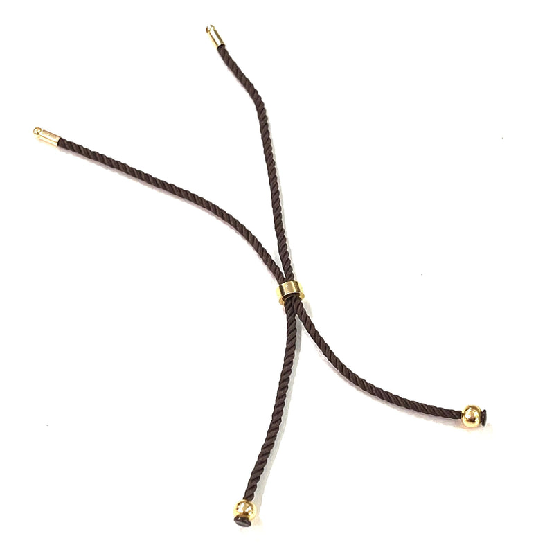 Adjustable Rope Slider Bracelet Blanks, Brown&Gold Adjustable Bracelet Blanks