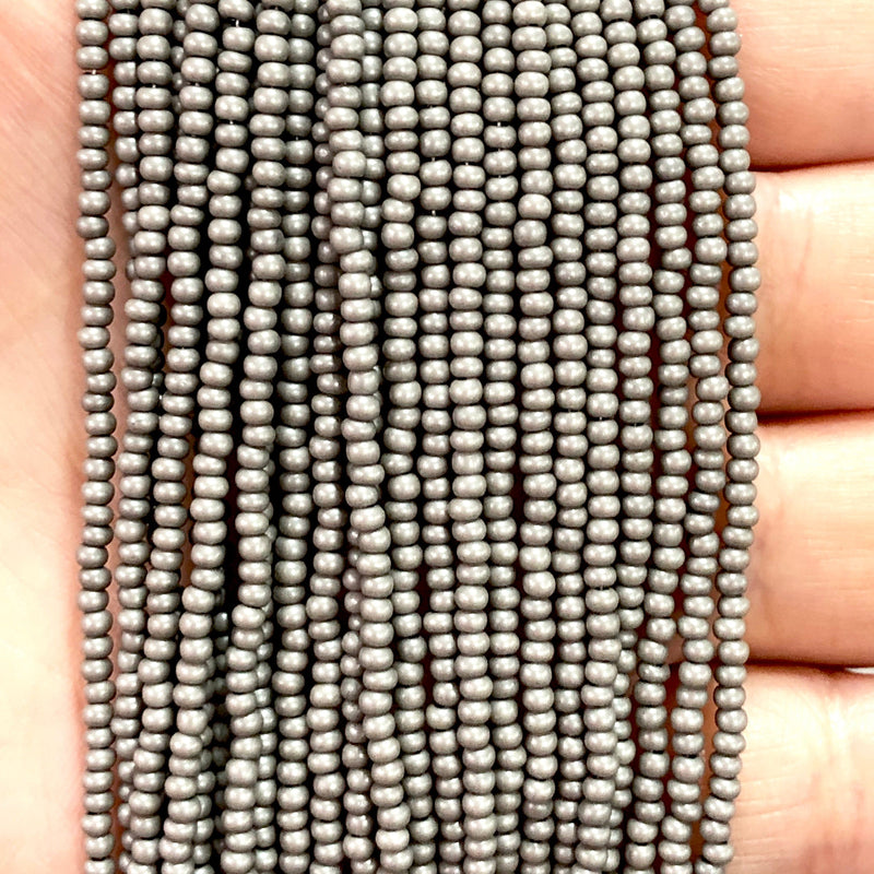 Preciosa  Coated Seed Beads 11/0 16949 Grey Terra Pearl Dyed Chalkwhite PRCS11/0-104,