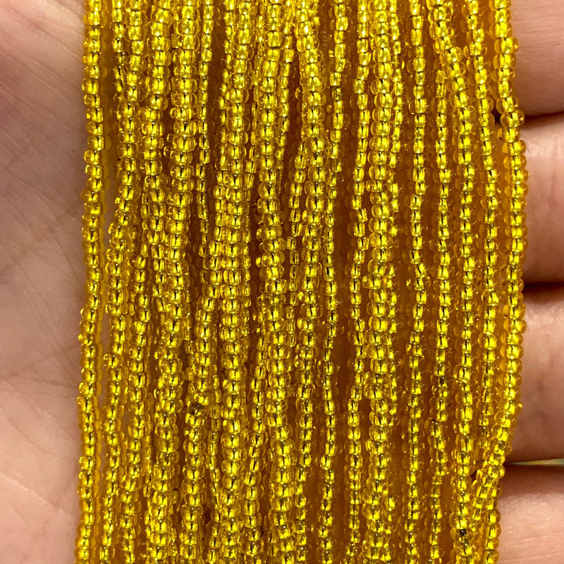 Preciosa Seed Beads 11/0 Transparent Yellow Amber Silver Lined-PRCS11/0-123