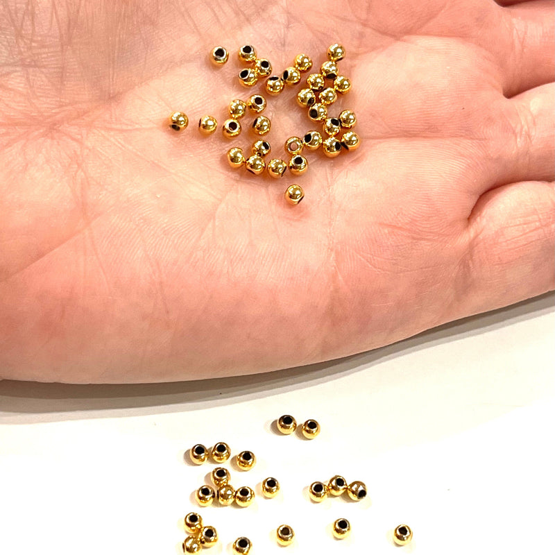 NEW! 24Kt Shiny Gold Plated 3mm Spacer Balls, 100 pieces in a pack,