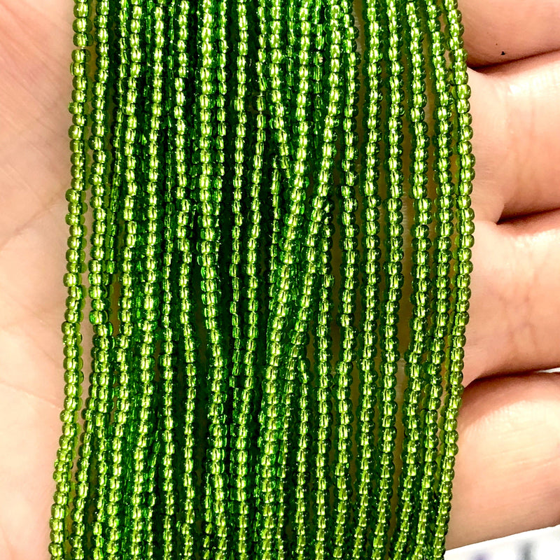 Perles de rocaille Preciosa 11/0 57430 vert transparent doublé d&