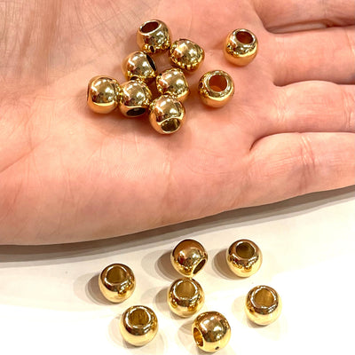 NEU! 24 Karat glänzend vergoldete 10-mm-Kugeln, goldene Abstandskugeln, goldene Abstandsperlen, 20 Stück in einer Packung,