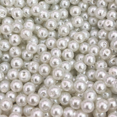Glasperlen 6mm 100gr Packung ca. 350 Perlen, weiße Glasperlen