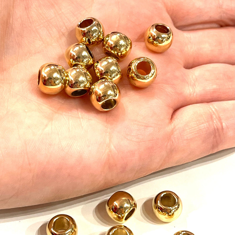 NEU! 24 Karat glänzend vergoldete 10-mm-Kugeln, goldene Abstandskugeln, goldene Abstandsperlen, 20 Stück in einer Packung,
