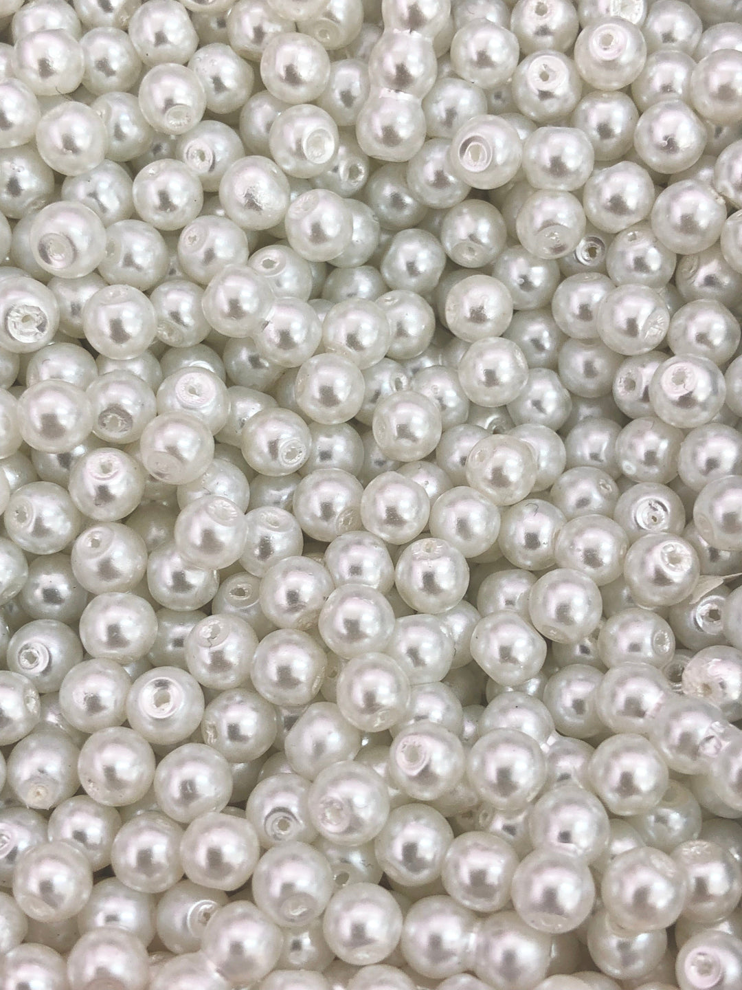Glass Pearl Beads 8mm 100Gr Pack Approx 160 Beads, White Glass Pearl Beads